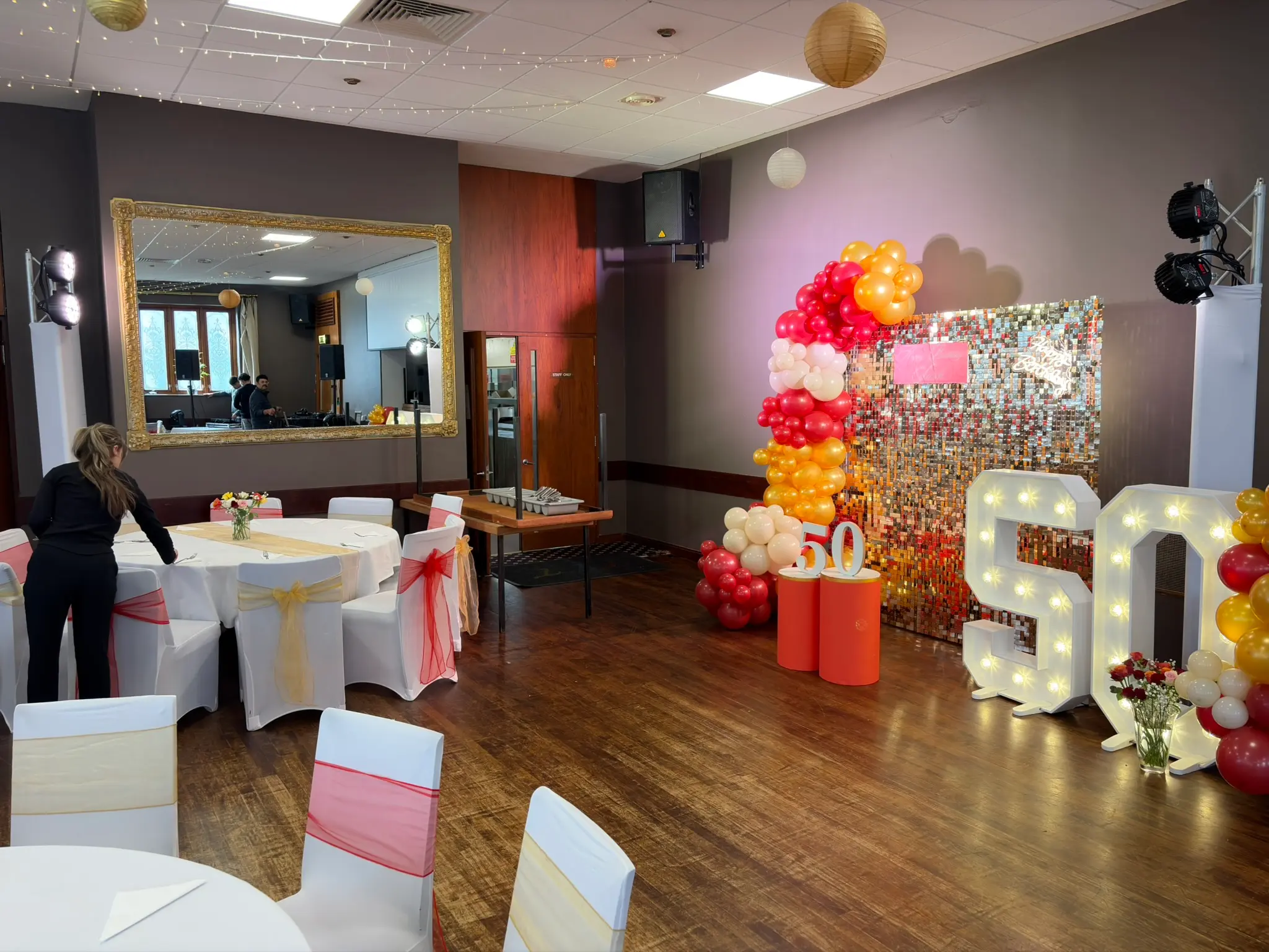 led pars with truss stands podiums illumination delivery and install in Sheffield, South Yorkshire.