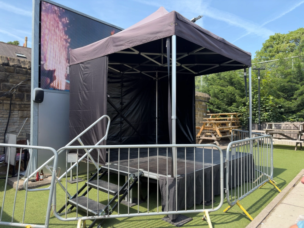 3 meter weather proof outdoor popup gazebo stage 600mm high in Sheffield, South Yorkshire.